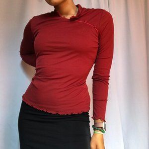 Red long sleeve mesh shirt